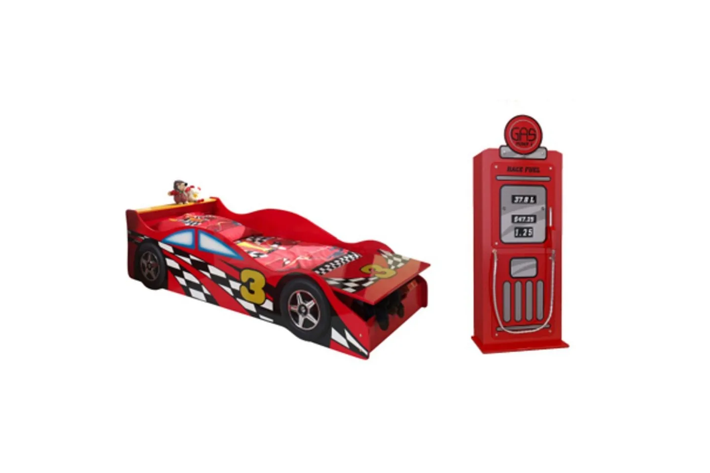 Säng med garderob Race Red 70x140 cm -