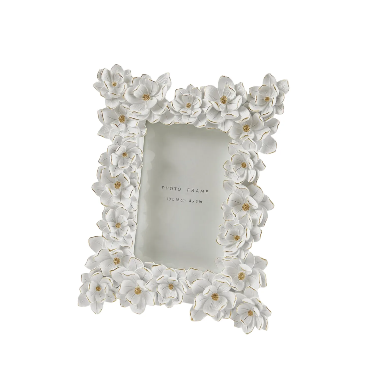 Edg Fotorahmen Blumengirlanden Weiss Gold H: 25 cm | Schubiger Möbel