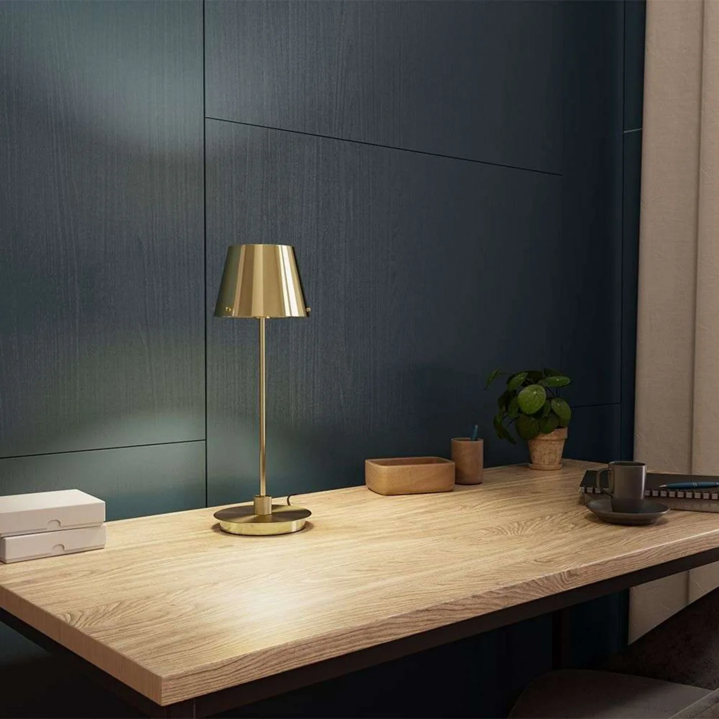 Gil il Grande Bordslampa Satin Brass/Satin Brass - Herstal - Vardagsrum - Metall