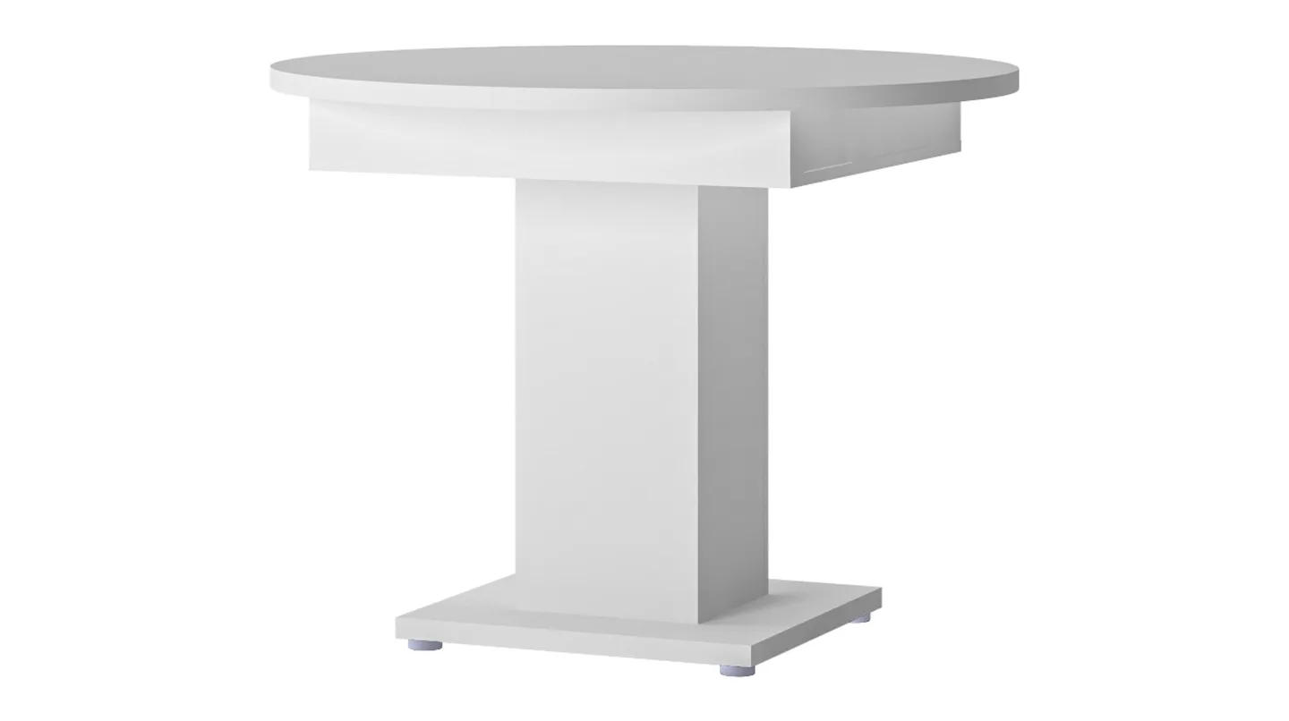 Esstisch rund 100 - 140 cm ausziehbar weiß - LEO