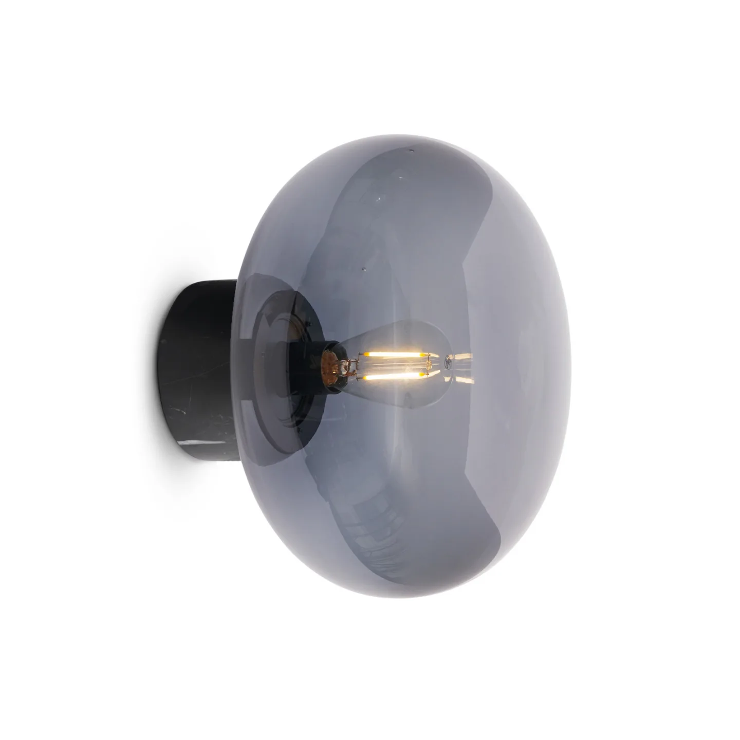 Karl-Johan LED-Wandleuchte schwarz/opal - New Works - Wohnzimmer - Modern - Glas - Einflammig