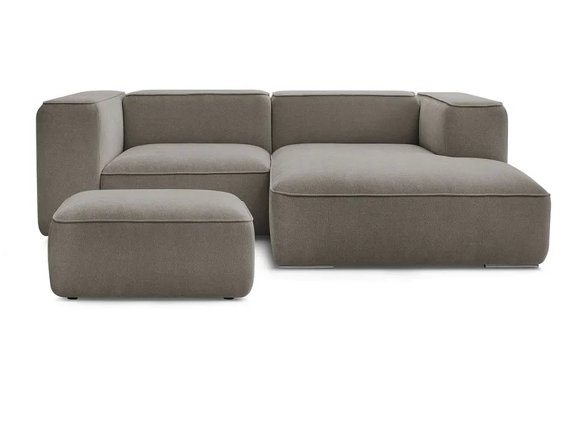 Ecksofa mit Hocker BOBOCHIC ZEPHYR Stoff mit Textur taupe