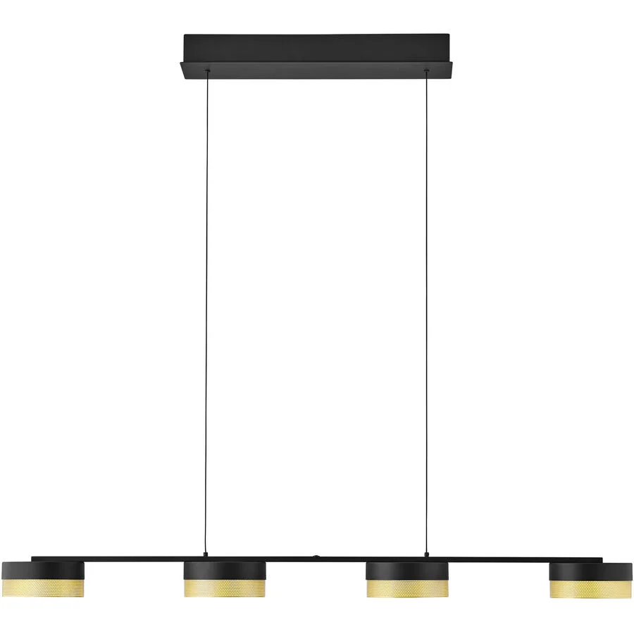 Pendellampe Mesh Gold/Schwarz Eisen 110 cm 150 cm - Farbe: schwarz-gold - LED - Lichtfarbe: Extra warmweiss - LED Energiesparlampen