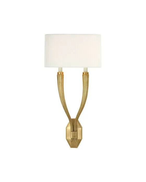Ruhlmann Double Sconce Antique Brass/Linen