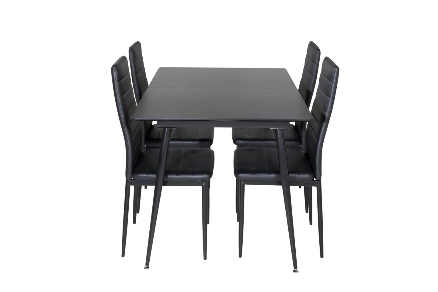 Silar Matgrupp Förlängningsbar 120 cm Rektangulär med 4 Slim stolar - Svart