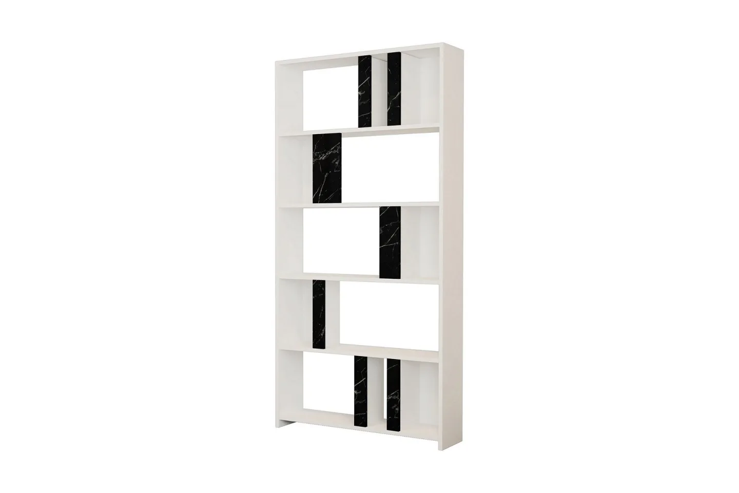 Timiza Bokhylla 90x20 cm 5 Hyllor - Vit/Svart