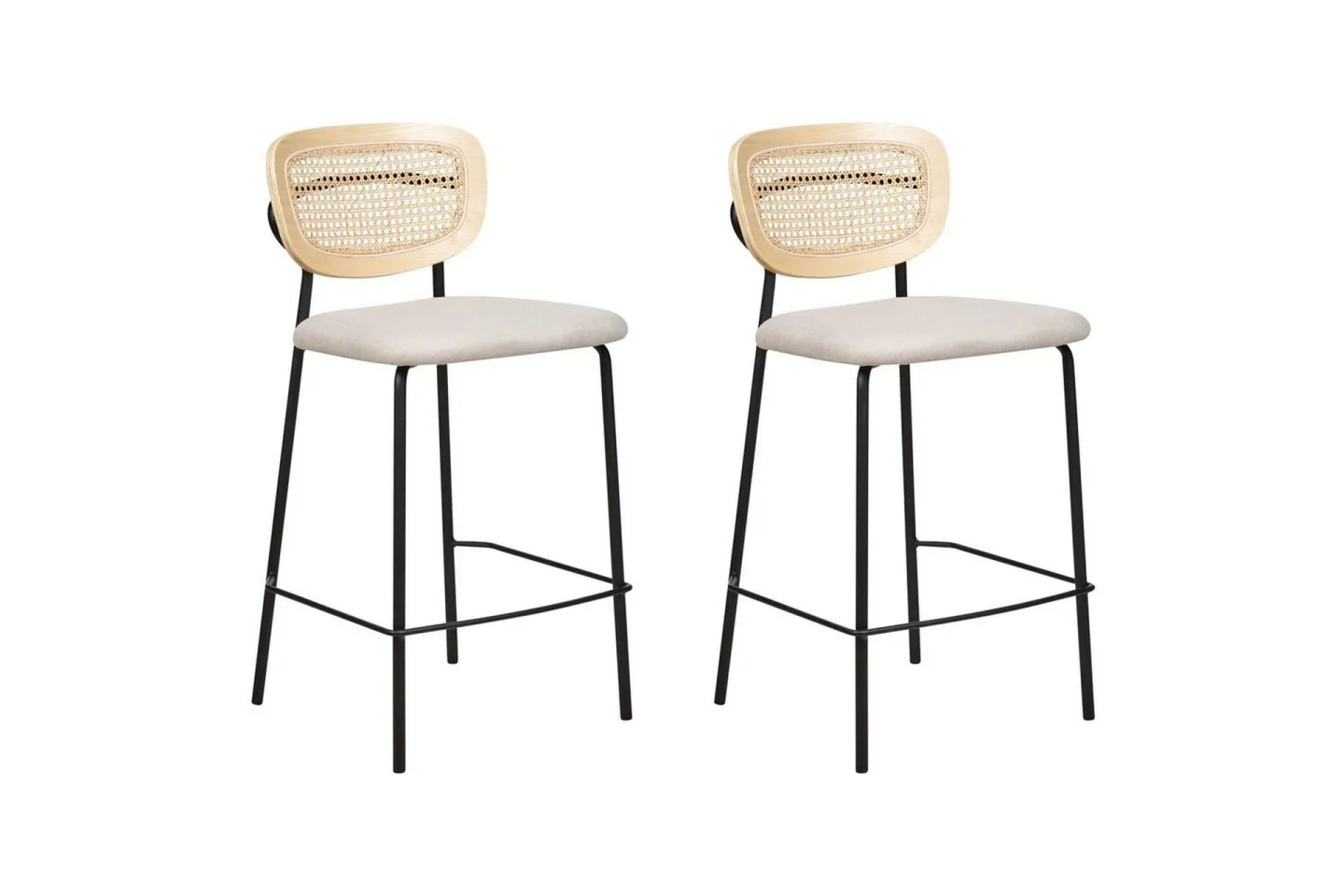 Barstol Mayetta set om 2 Natur-Beige-Svart - Natur-Beige-Svart