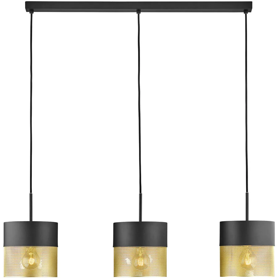 Pendellampe Mesh Gold/Schwarz Eisen 100 cm 150 cm - Farbe: schwarz-gold