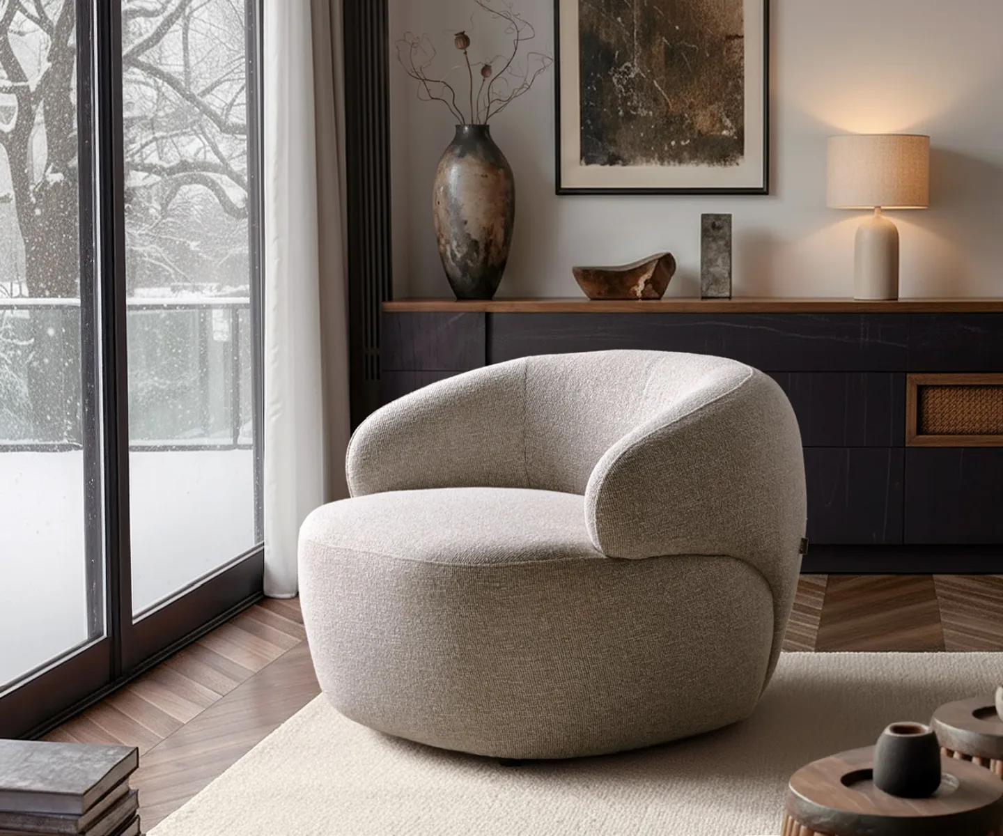 Loungesessel Nova 88x88 cm Webstoff Soft Beige