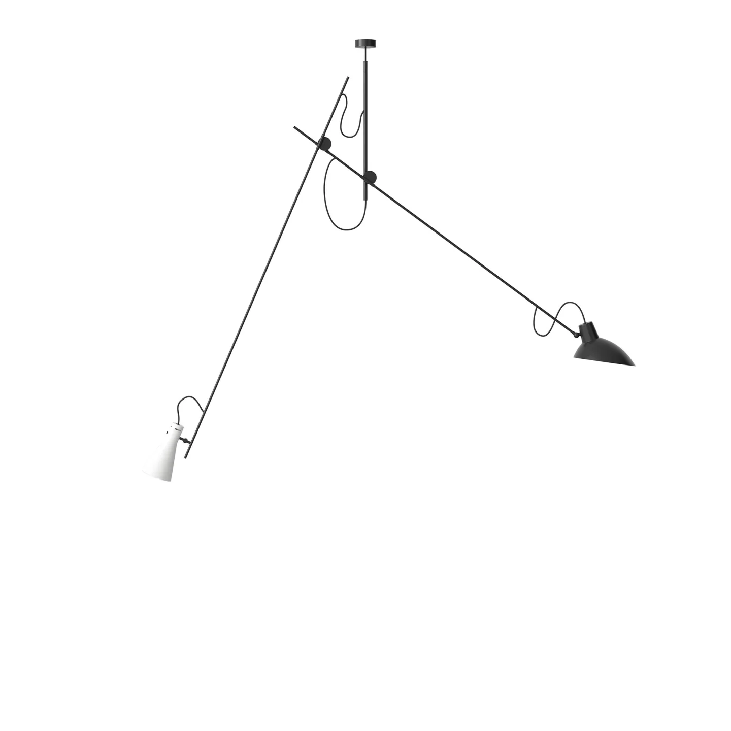 Astep - VV Cinquanta Suspension, Black Structure, White and Black Reflectors - Pendellampor - Vittoriano Viganò - Svart,Vit