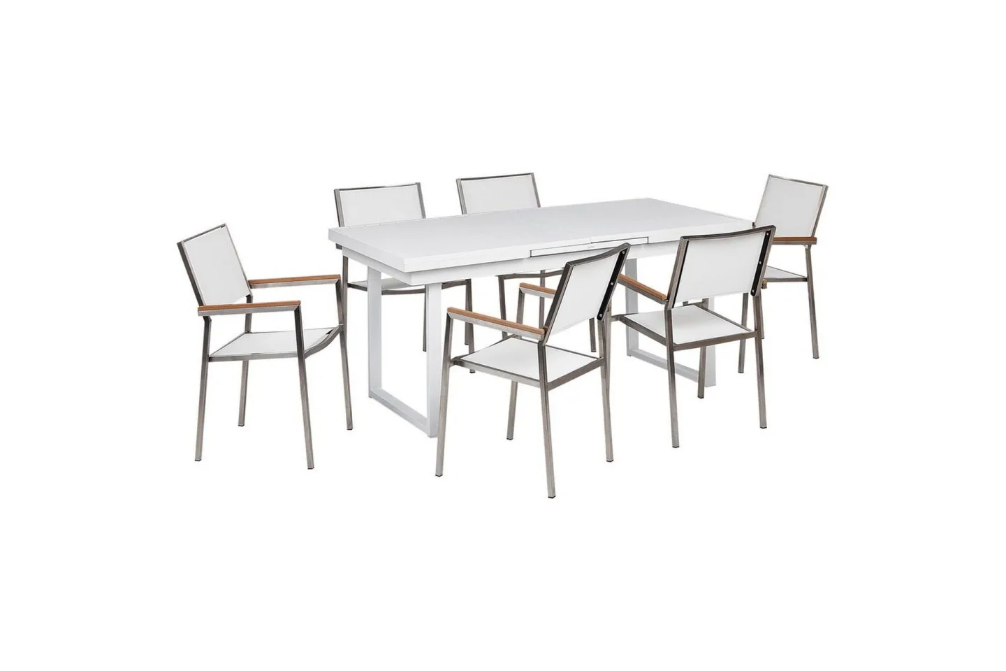 Matsalsset Valcanetto/Grosseto Vit/Silver, 6-Sits - Vit/Silver, 6-Sits
