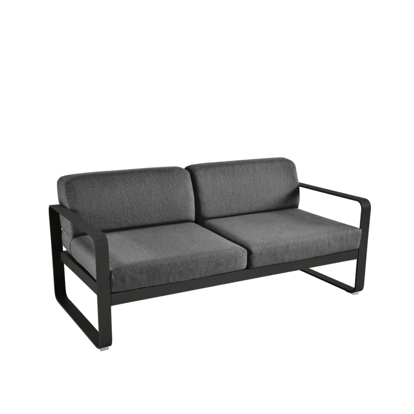 Fermob - Bellevie 2 Seater Sofa Graphite Grey Cushions, Liquorice - Soffor utomhus - Pagnon & Pelhaître