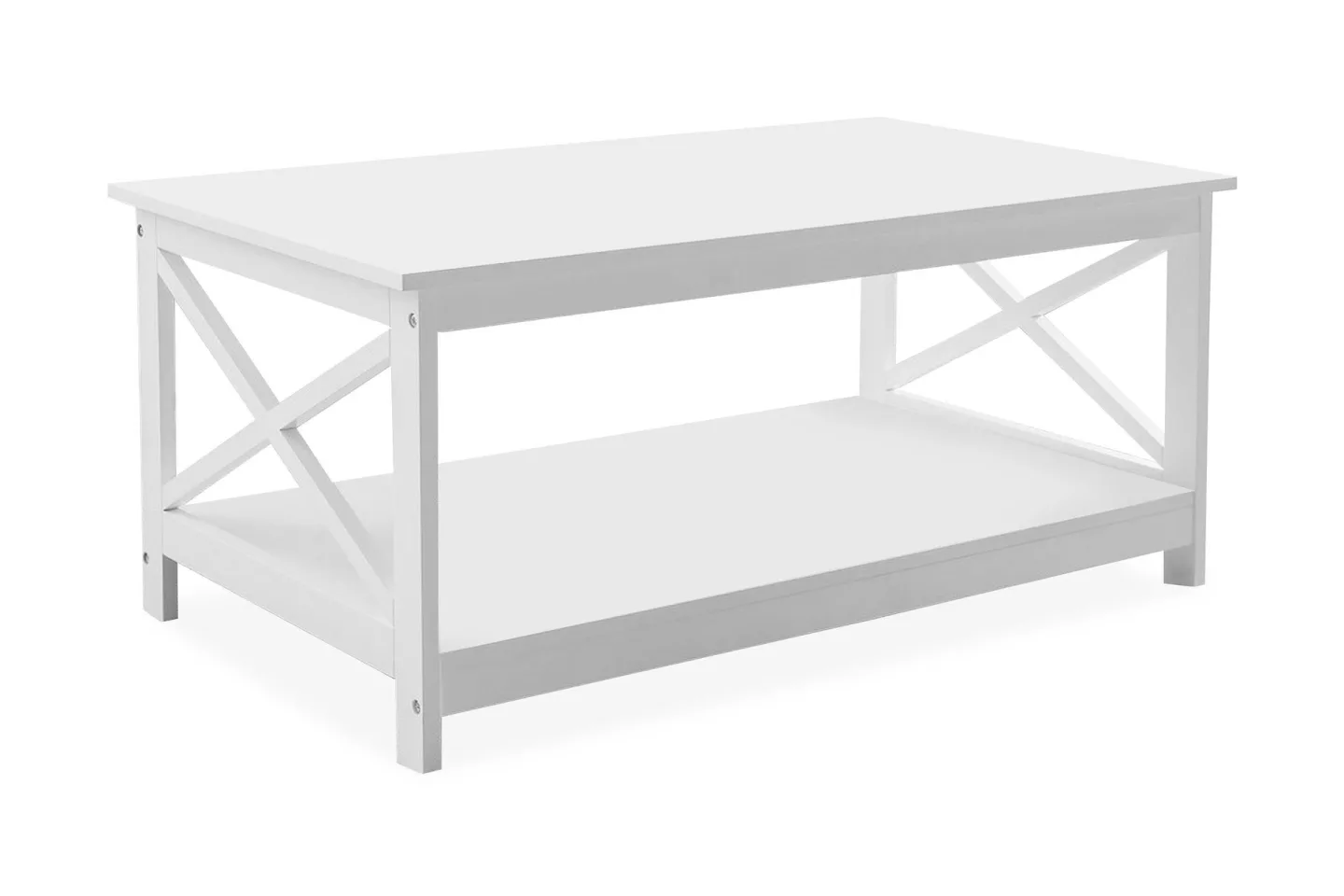 Fostia Soffbord 100 cm med Förvaring Hylla - Vit