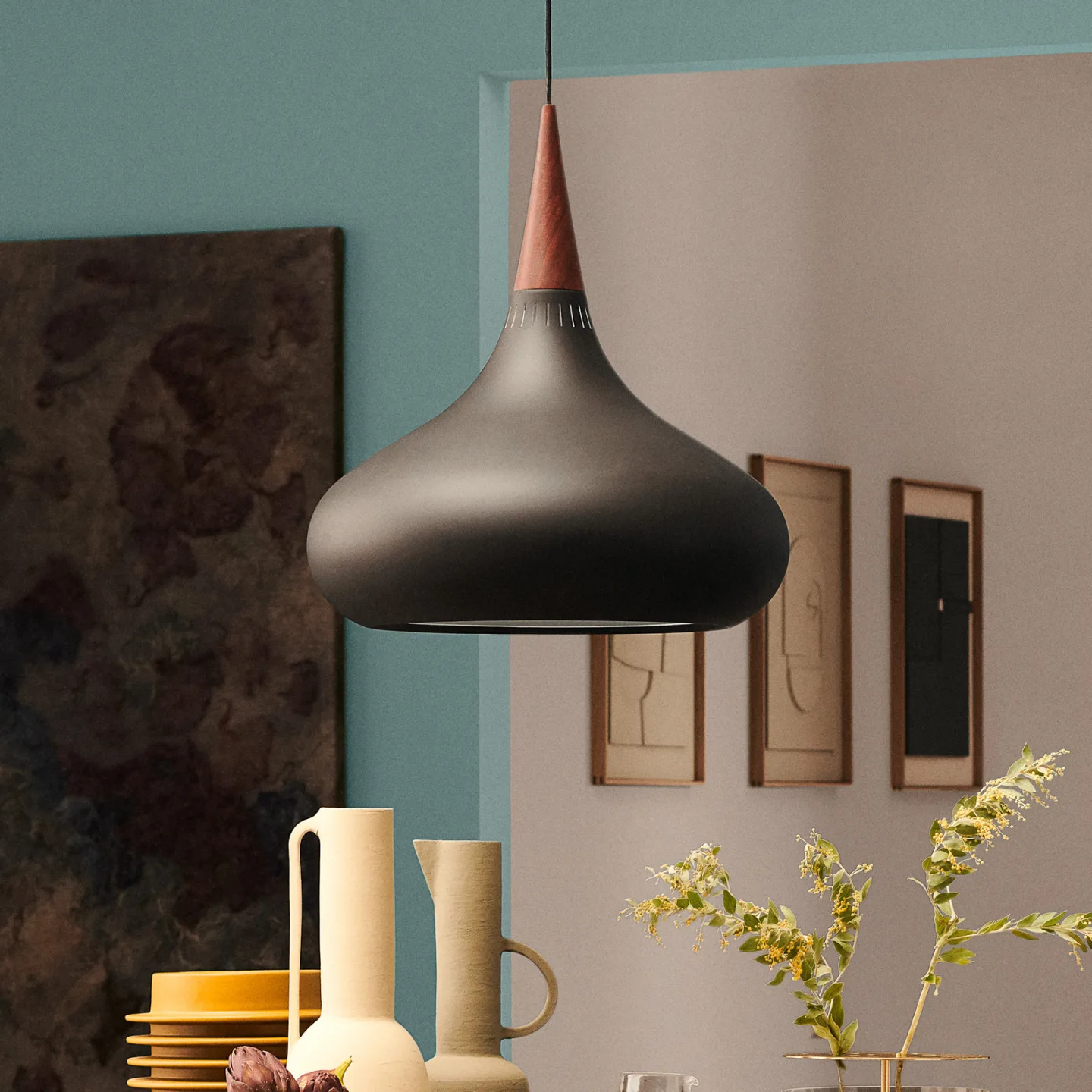 Orient Schwarz P2 Pendelleuchte 3m Kabel - Fritz Hansen Orient P2 - Wohnzimmer - Design - Metall - Einflammig