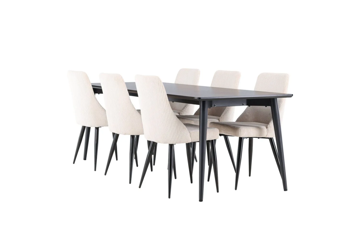Ellis Matgrupp 230 cm Rektangulär med 6 Leone stolar - Svart/Beige