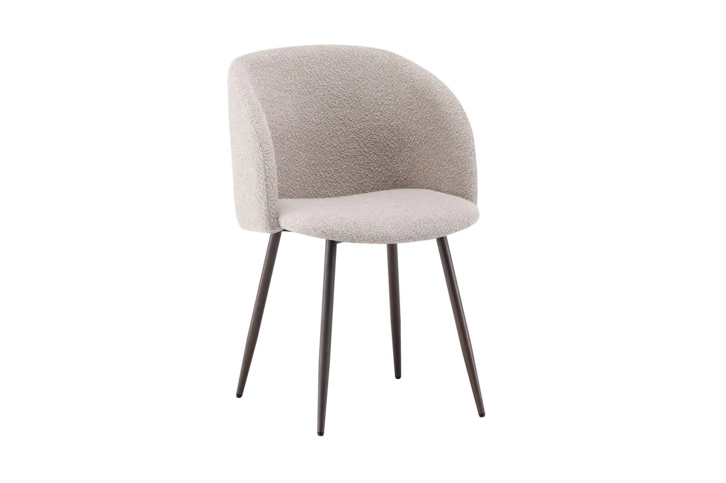 Greya Karmstol – Matstol med Armstöd i Boucle med Metallben - Beige/Valnöt