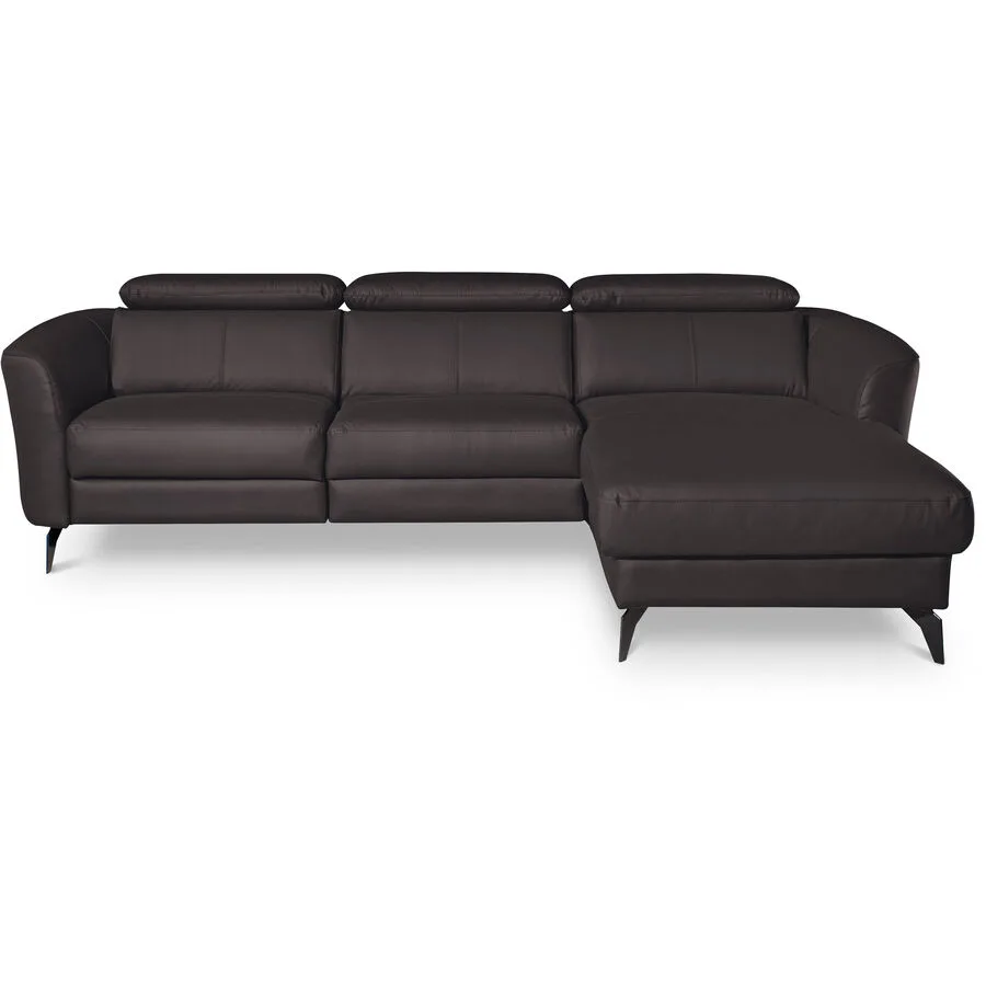 Ecksofa Simba Links 100% Echtleder + Korpus Lederlook Dunkelbraun B 261 T 183 cm
