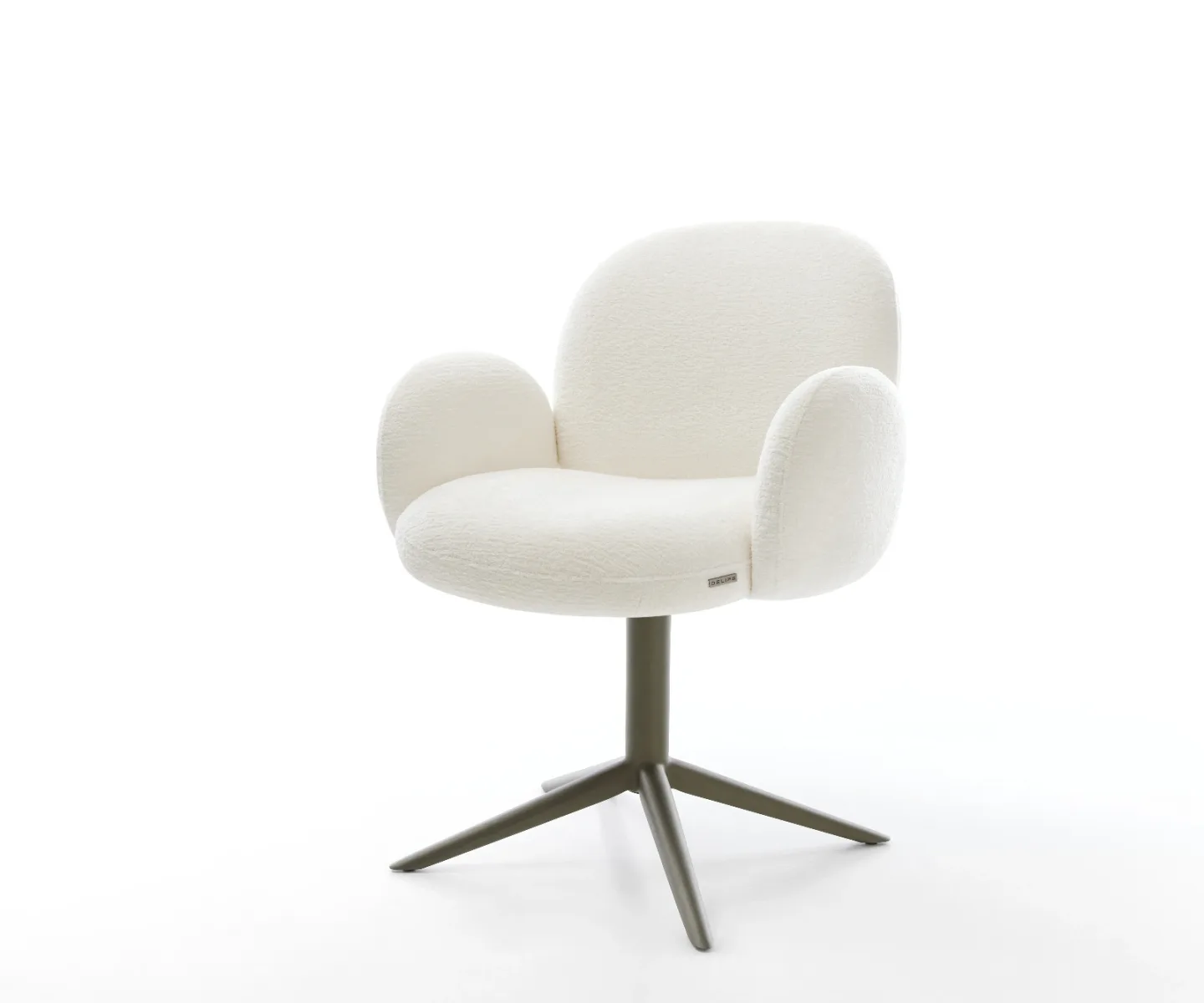 Drehstuhl Nube-Flex mit Armlehnen Bouclé Soft Beige Fußkreuz Effektfinish Titan 360° drehbar Wippfunktion Taschenfederkern