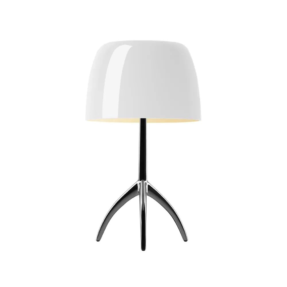 Foscarini Lumiere Grande dimmbare Tischleuchte weiß, schwarzchrom
