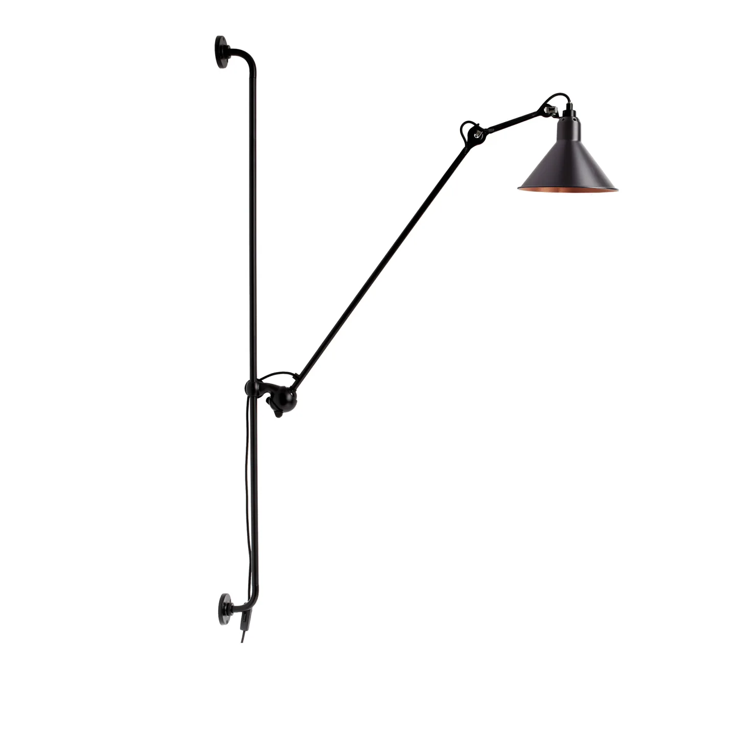 DCWéditions - Lampe Gras No214 - Conic, Svart med kopparinsida - Vägglampor - Bernard-Albin Gras - Svart - Metall