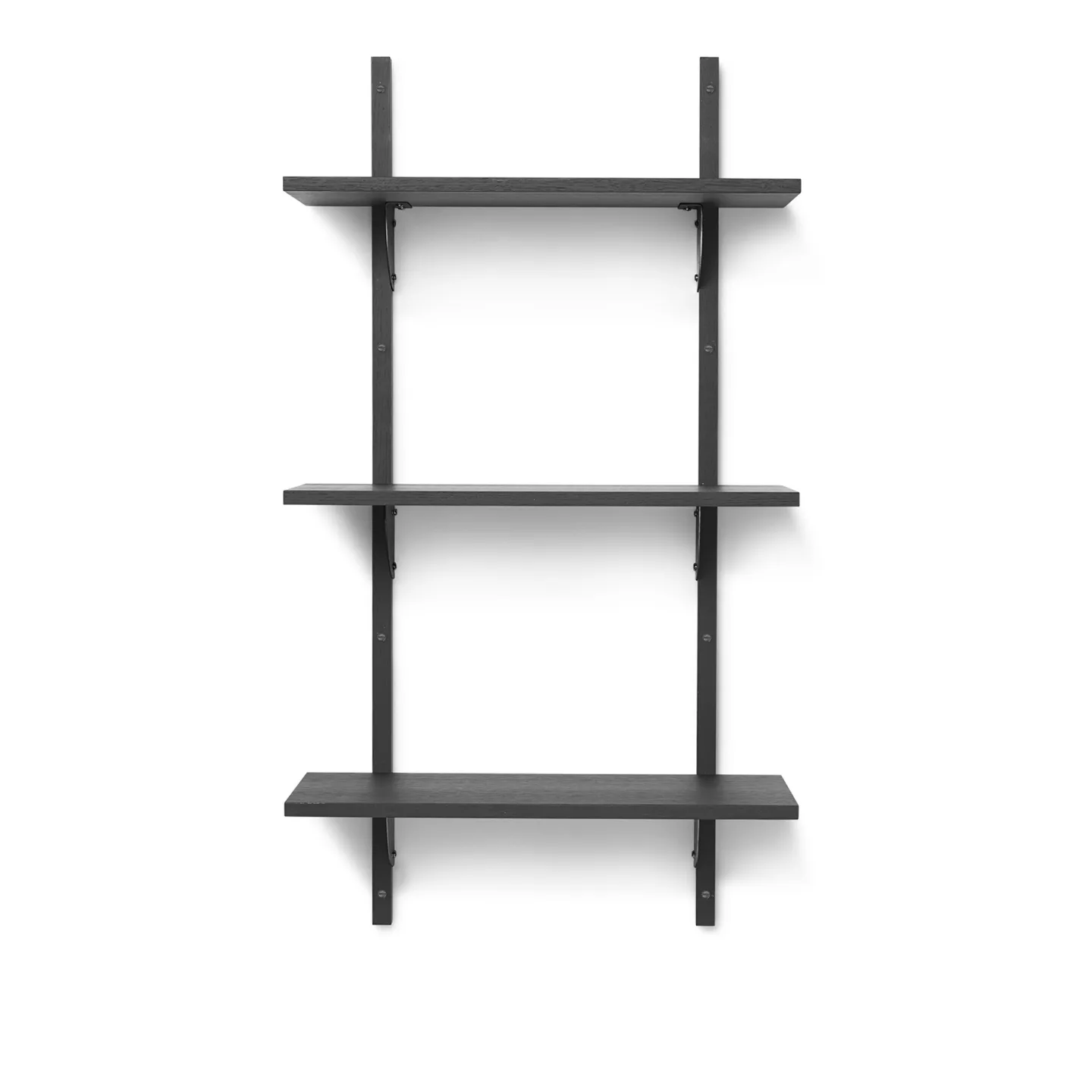Ferm Living - Sector Triple Narrow Black Ash / Black Brass - Hyllor - Svart - Metall/Trä