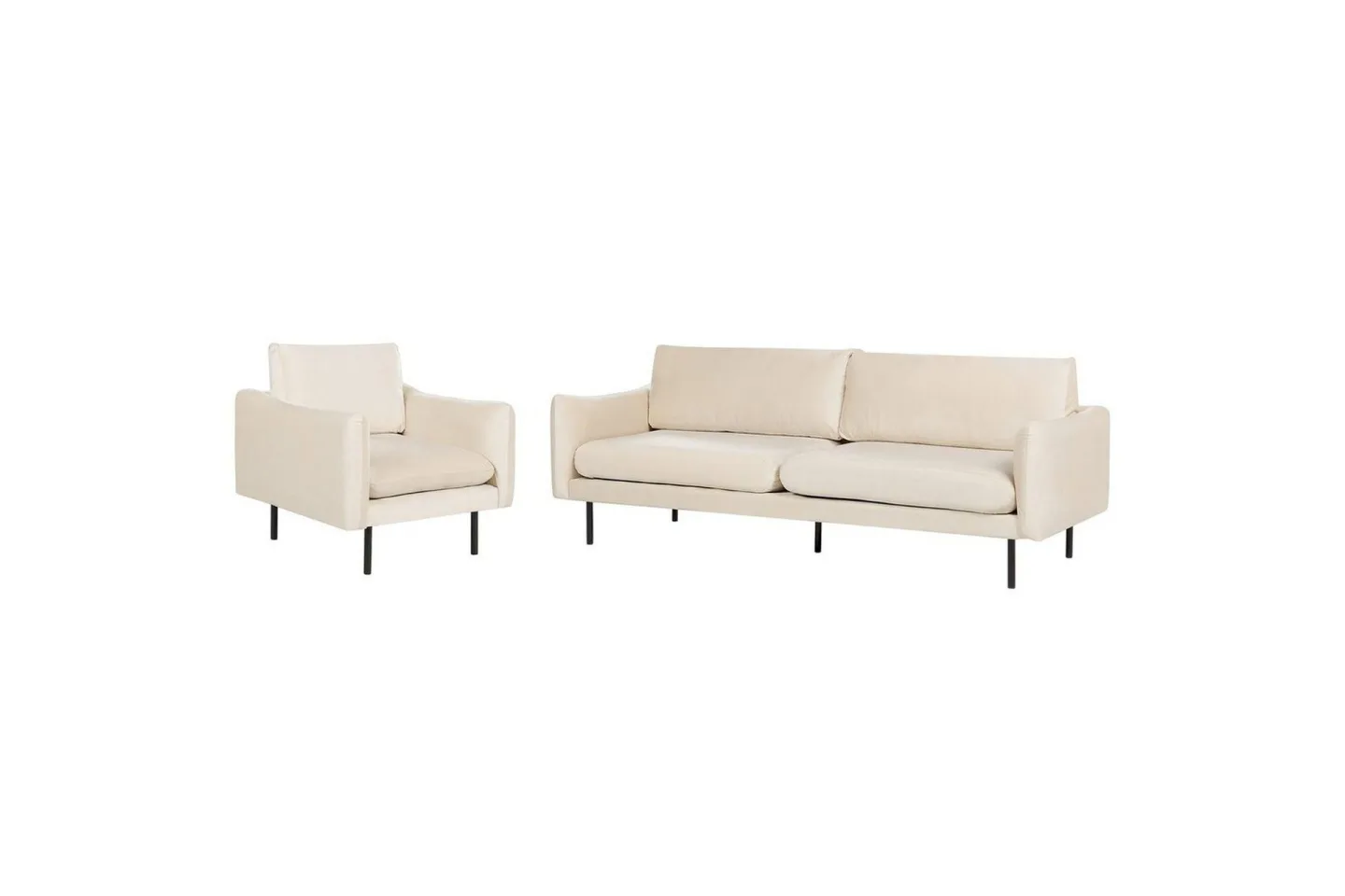 Soffgrupp Vinterbro Ljusbeige/svart, Sammet - Ljusbeige/svart, Sammet