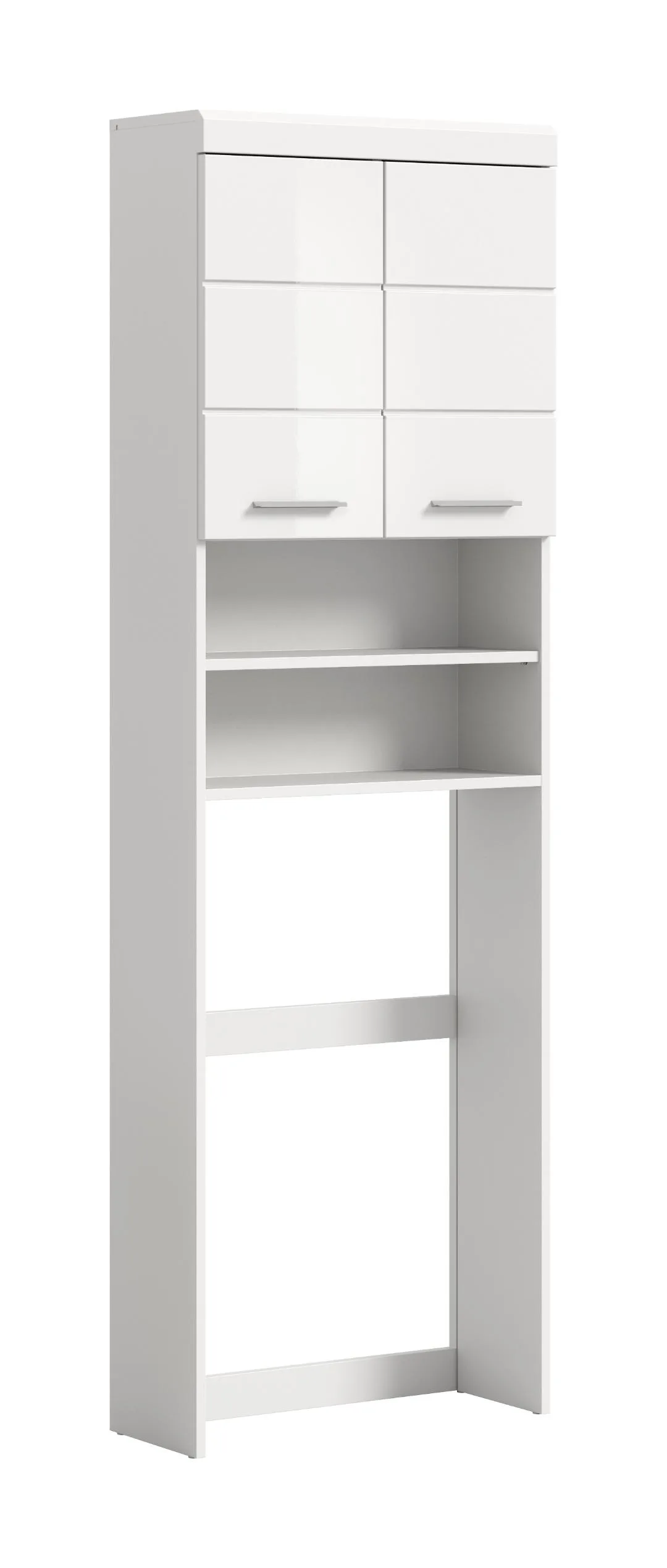Scout Waschmaschinenschrank 2 Türen, 2 Schubladen, 3 Regale Weiß hochglanz, weiß.