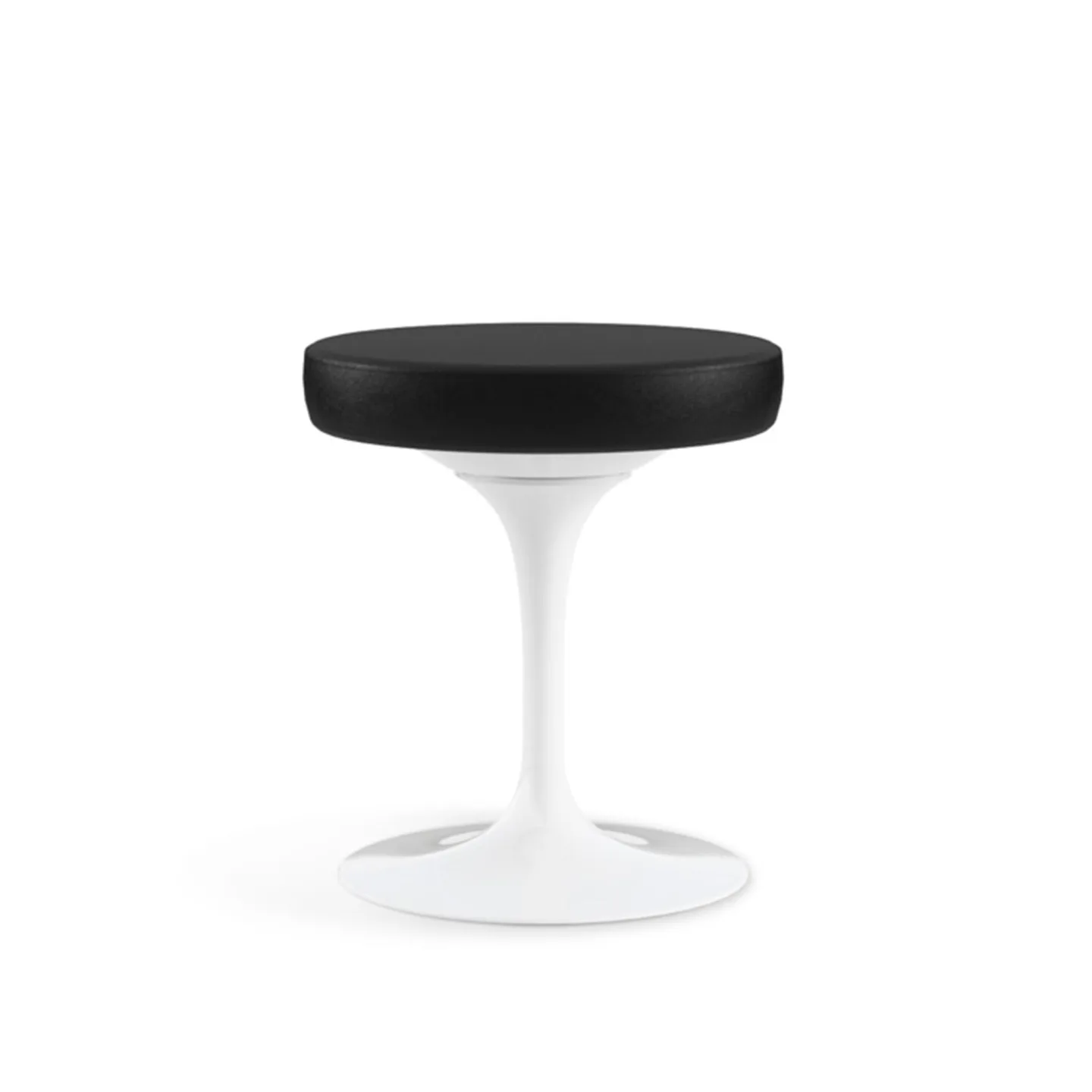 Knoll - Saarinen Tulip Stool, Vitt underrede, Läder: Kat. W - Velluto Pelle - VPBLK - Pallar - Eero Saarinen - Vit - Läder/Metall