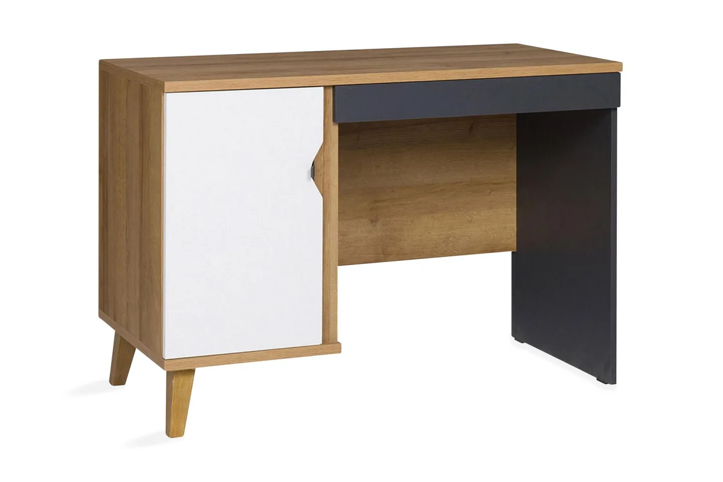 Vintra Skrivbord 110 cm med Förvaring Skåp - Brun/Vit/Svart