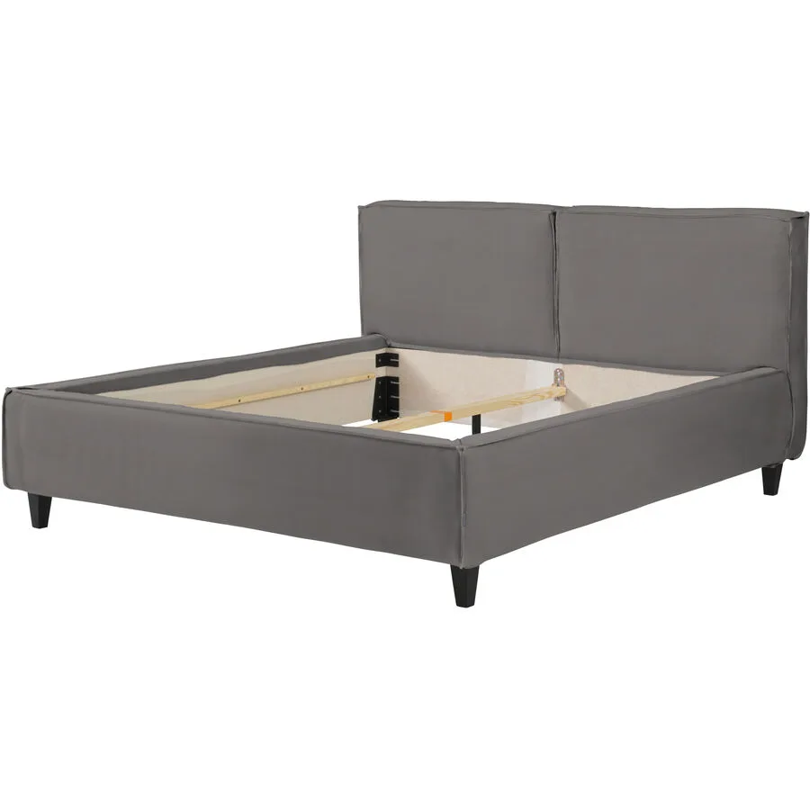 Bett Smith Grau Leder 160 x 200 cm