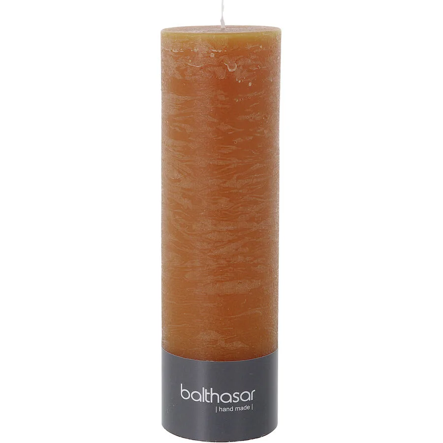 Balthasar Kerze Rustico kürbisorange H20 cm D6 cm, Brenndauer 75h - Material: Wachs