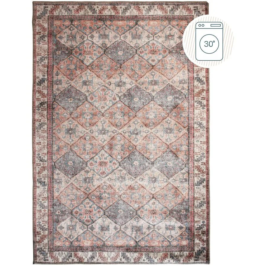Teppich Qezza Rot Polyester 190 cm 290 cm - Farbe: natur