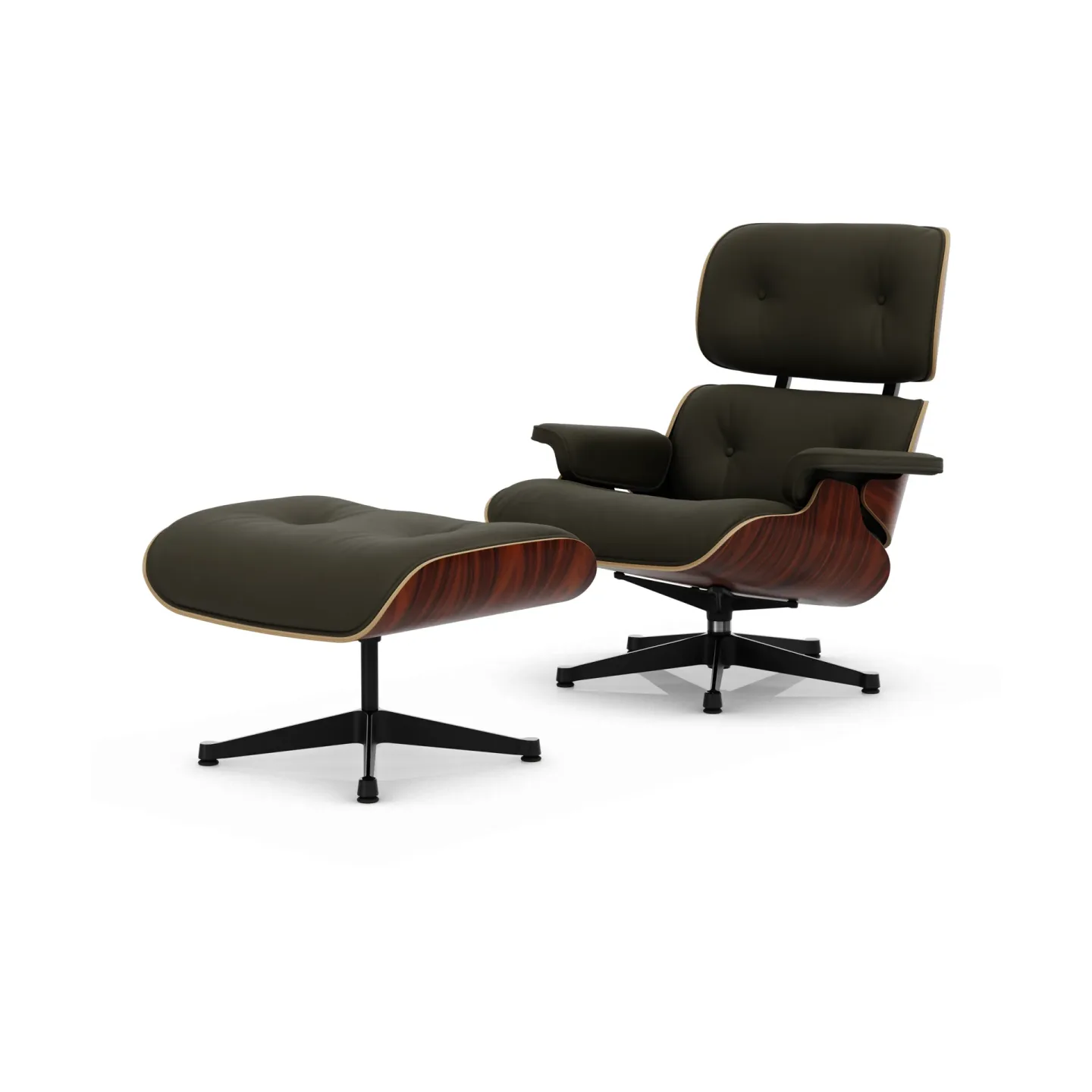 Vitra Eames Lounge Chair & Ottoman new dimensions 58 Khaki-05 santos palisander-pol. steel-black