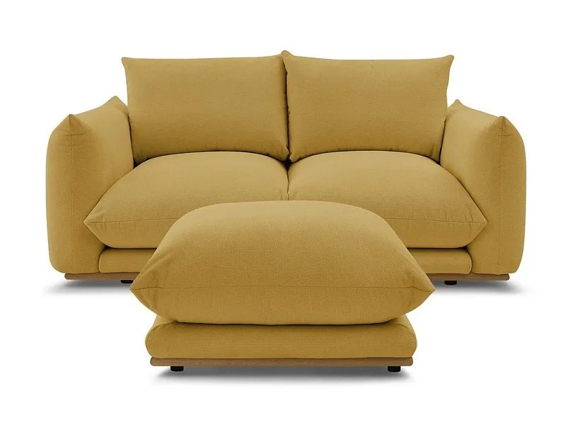 2er Sofa mit Hocker BOBOCHIC ERNEST Stoff gelb