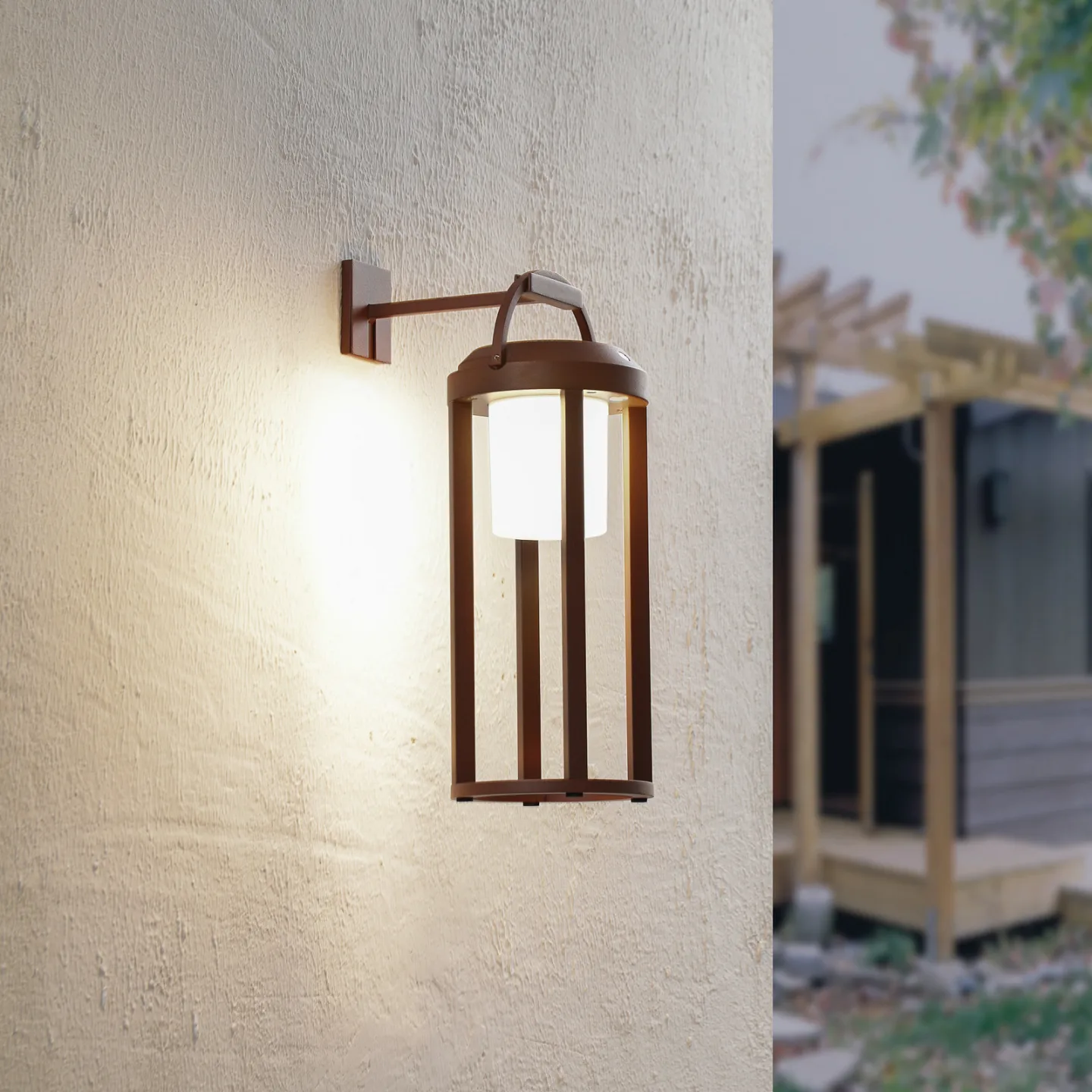 Tilena Round Solarzellenlampe Rost - Lucande - Balkon - Modern - Aluminium - Laterne