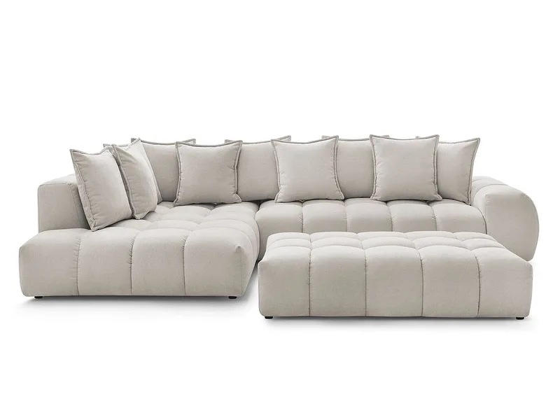 Ecksofa mit Hocker BOBOCHIC EVEREST Stoff mit Textur beige