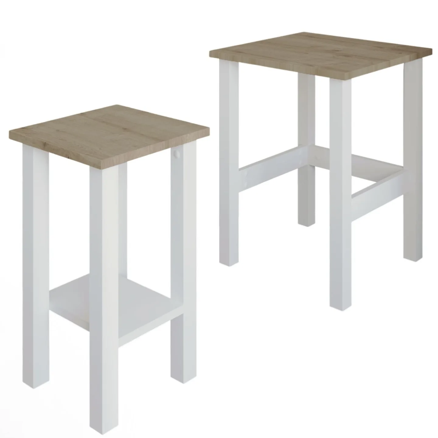 Ginallie Sidobord set 45x60 cm - Vit och Sapphire Oak