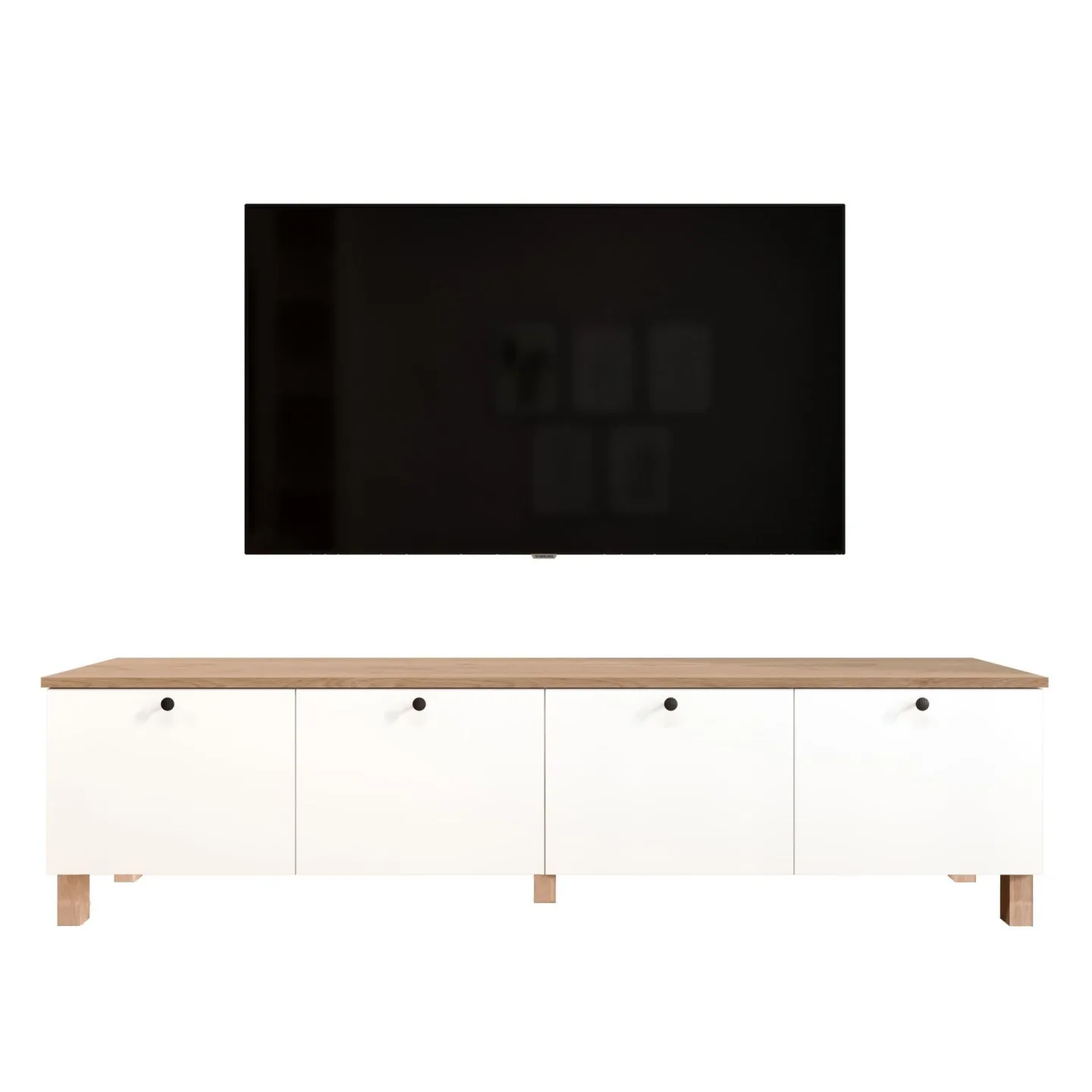 Avero TV-bänk 180x45,6x34,1 cm - Vit och ek