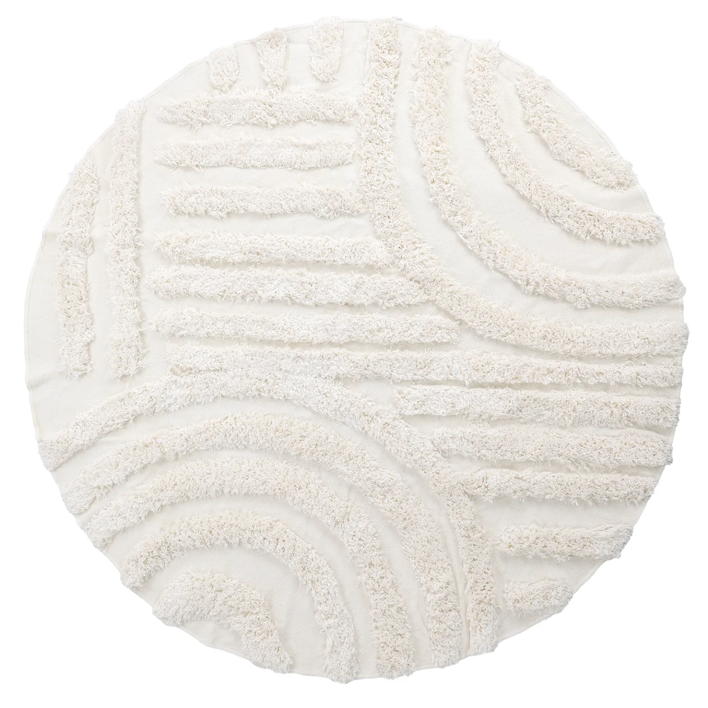 Rundt teppe - Cazorla Natural Cotton Shaggy (off-white) (Størrelse: Ø 200 cm)