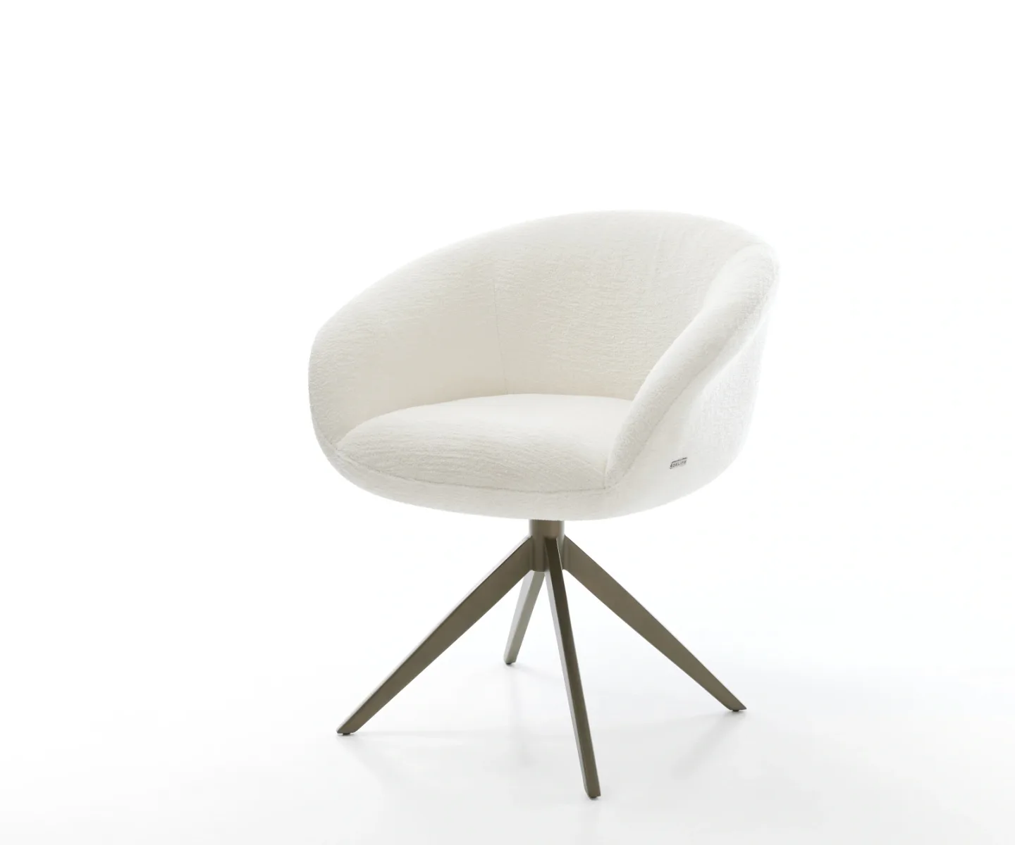 Drehstuhl Vinka-Flex mit Armlehnen Bouclé Soft Beige Kreuzgestell breit Effektfinish Titan 360° drehbar Wippfunktion Taschenfederkern
