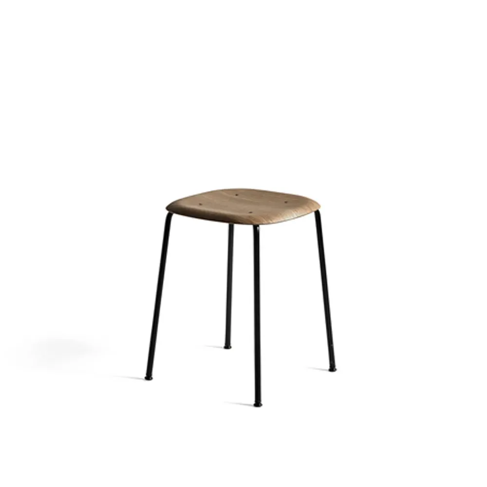 HAY Soft Edge 70 pall Smoked oak-svart stålstativ