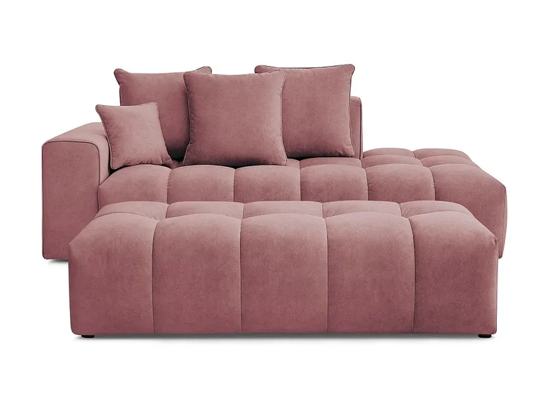 3er Sofa mit Hocker BOBOCHIC MONT-BLANC Samt rosa