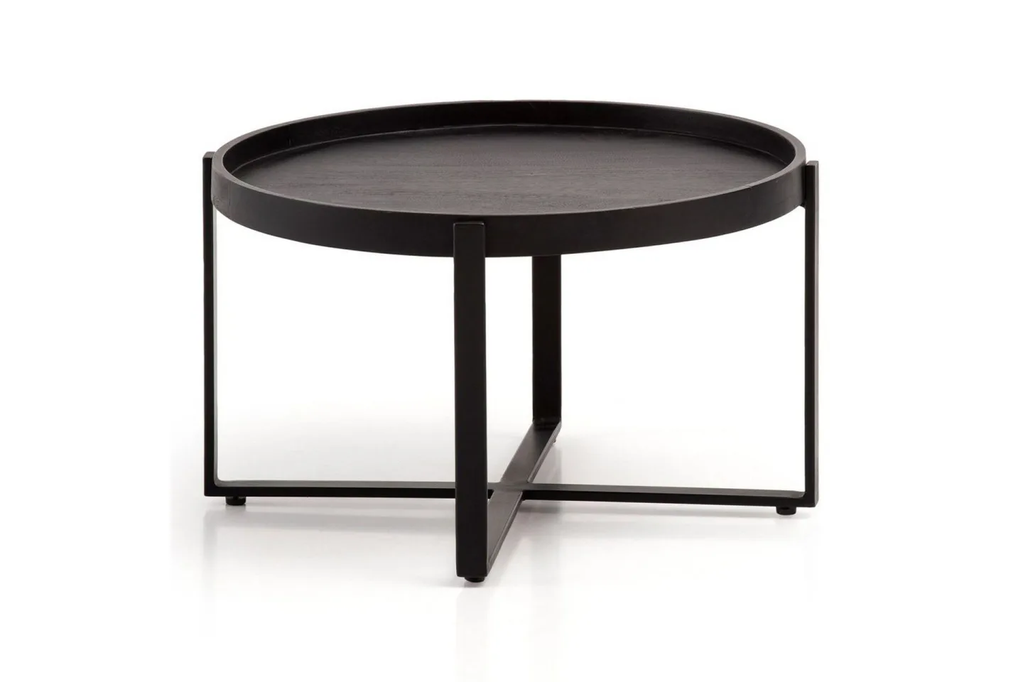 Soffbord Wohnling Massivt trä rund 60 cm med klassiskt utseende metallram modern -