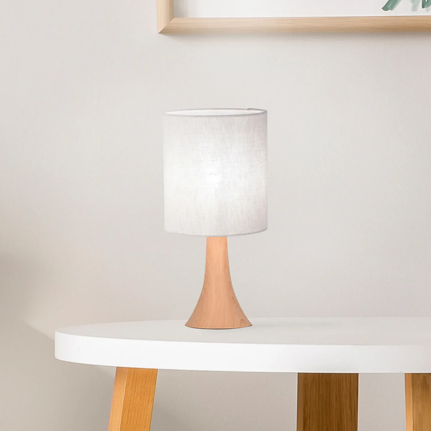 Arto Tischleuchte hellbraun/weiß Höhe 32 cm - Corep SAS - Wohnzimmer - Metall - Mit Schirm