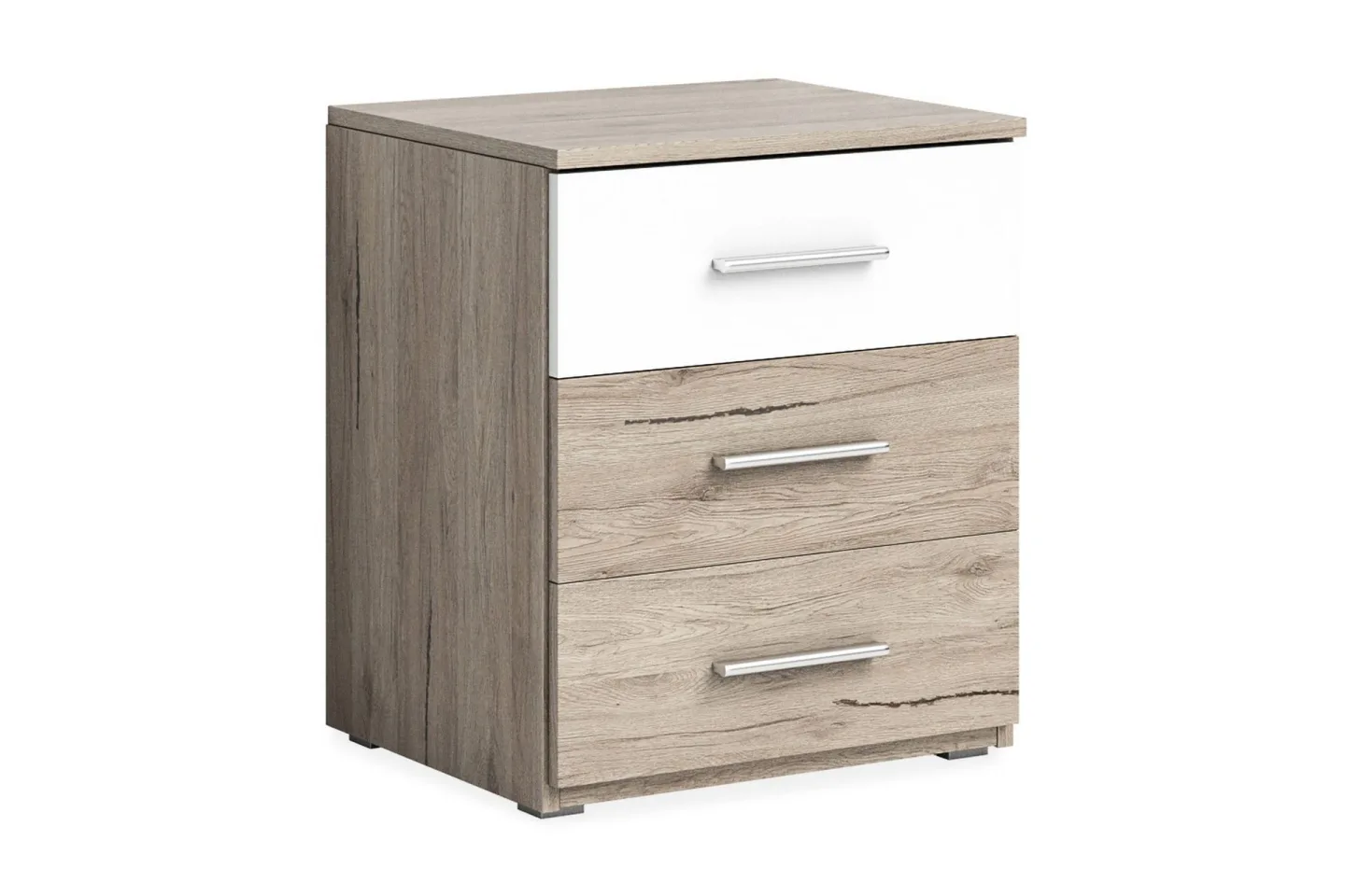 Joannie Sängbord 51 cm med Förvaring 3 Lådor - Trä/Vit