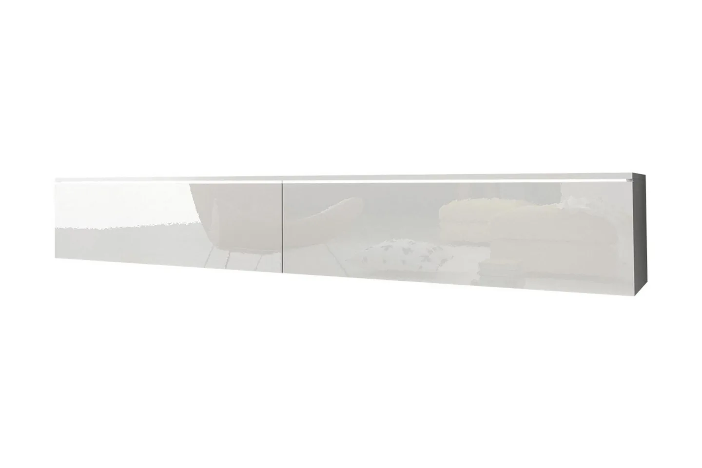 Cuguen Vägghängd Tv bänk med Förvaring 180x32x30 cm - Vit / Högglans