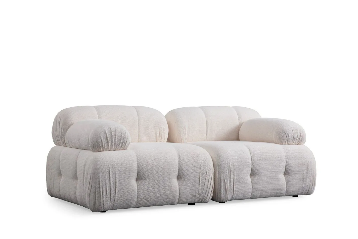Belgin Bubblig Soffa 2-sits med fasta armstöd - Vit