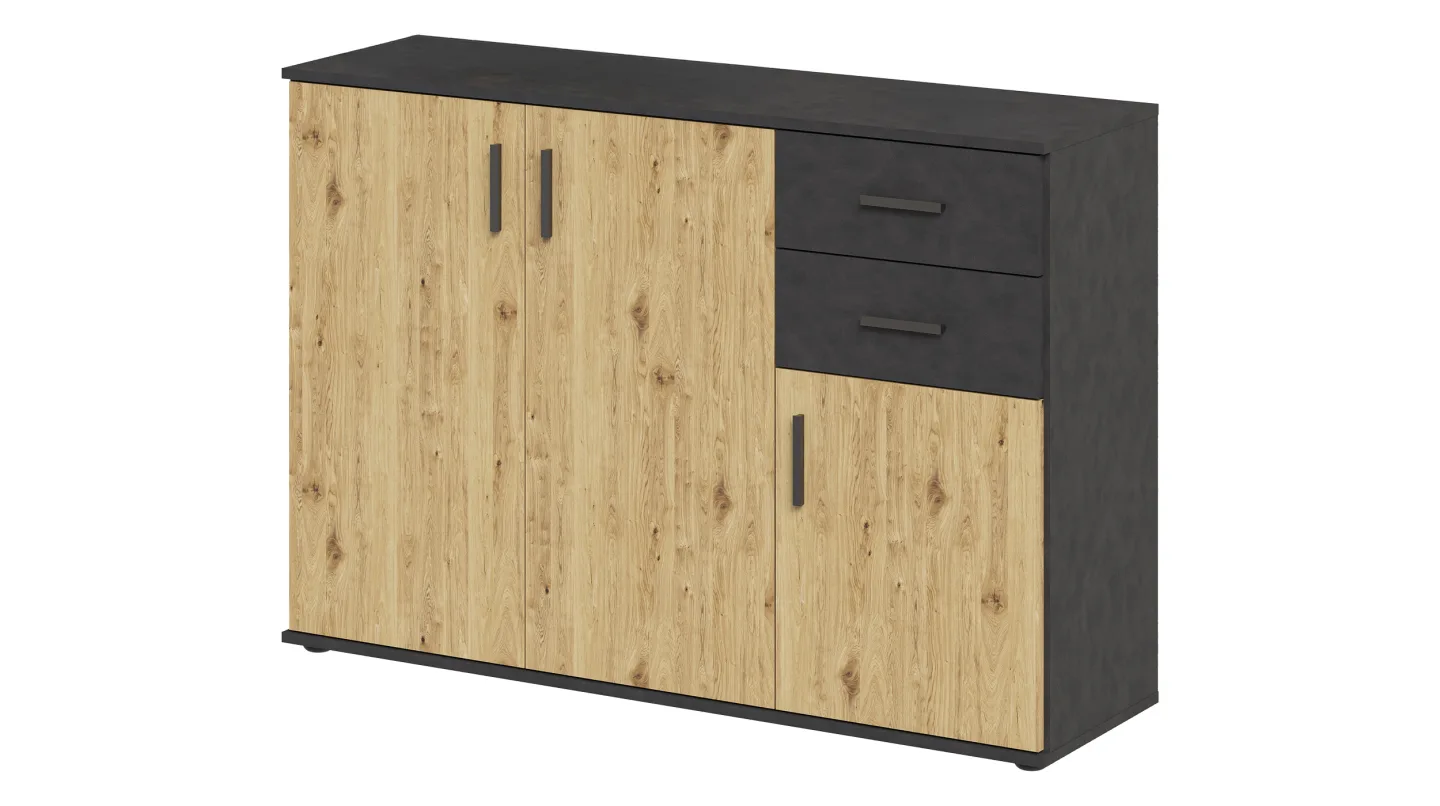 Kommode mit Schubladen anthrazit Artisan Eiche 120 cm - ALBATA