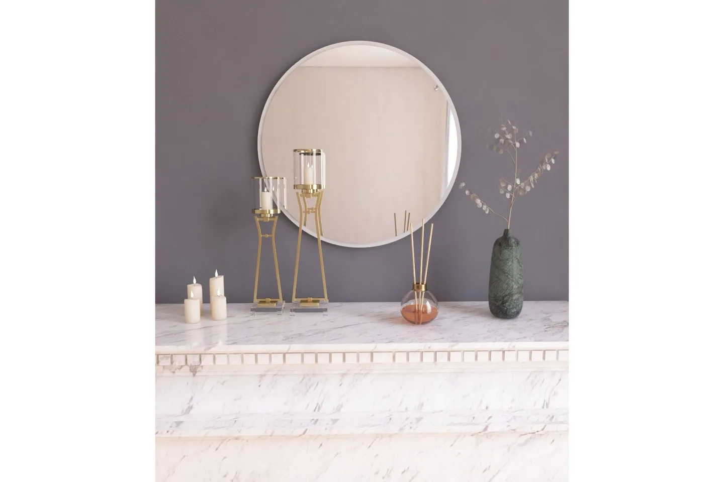 Buhem Spegel 60 cm Rund - Vit