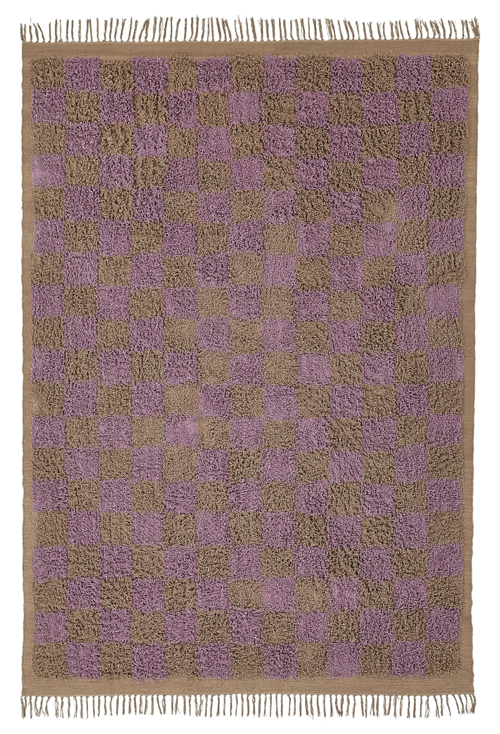 Ryetepper - Elsey Natural Cotton Shaggy (brun/lilla) (Størrelse: 160 x 230 cm)